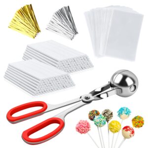 wxj13 601 pieces lollipop cake pop treat bag set including 200 parcel bags 200 lollipop sticks 200 twist tie, and 1 cookie meatball, cake pops making tools for candies, chocolates and cookies