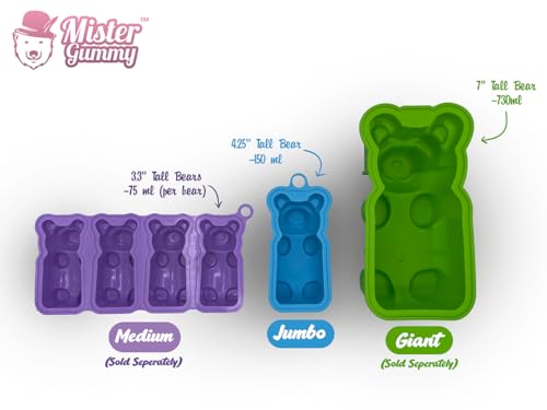 DIY Jumbo Gummy Bear Mold by Mister Gummy | Make Your Own Medium Sized Gummy Bears, Chocolates, Soaps, Candles, Bath Bombs, Ice, Decor Bears, Baked Goods, and More! (ONE Pack)