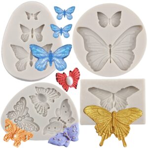 MYPRACS Butterfly Silicone Molds Mini Butterfly Fondant Cake Mold For Cake Decoration Cupcake Topper Chocolate Gum Paste Candy Polymer Clay Set Of 4