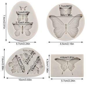 MYPRACS Butterfly Silicone Molds Mini Butterfly Fondant Cake Mold For Cake Decoration Cupcake Topper Chocolate Gum Paste Candy Polymer Clay Set Of 4