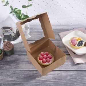 [25pcs]ONE MORE 6"Brown Bakery Boxes with pvc Window for Pie and Cookies Boxes Small Natural Kraft Paper Box,6x6x2.5inch(Brown,25)