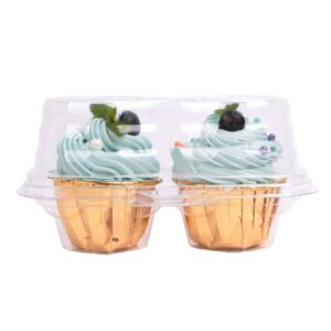 xizhi 25pcs clear cupcake boxes with 2 compartment,plastic stackable cupcake carrier holder box - bpa-free,durable,keep your cupcakes or muffins delicious