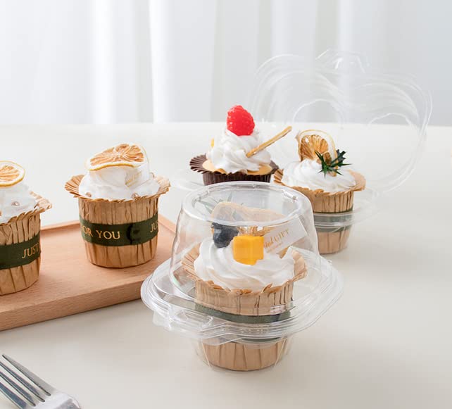 XIZHI 25Pcs Clear Cupcake Boxes with 2 Compartment,Plastic Stackable Cupcake Carrier Holder Box - BPA-Free,Durable,Keep Your Cupcakes or Muffins Delicious