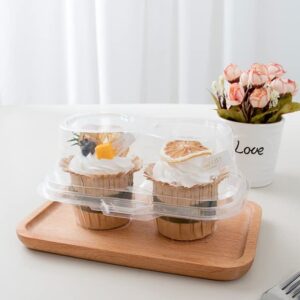 XIZHI 25Pcs Clear Cupcake Boxes with 2 Compartment,Plastic Stackable Cupcake Carrier Holder Box - BPA-Free,Durable,Keep Your Cupcakes or Muffins Delicious