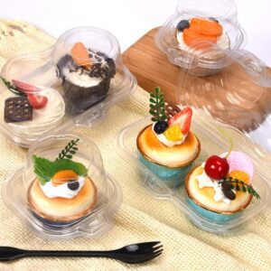 XIZHI 25Pcs Clear Cupcake Boxes with 2 Compartment,Plastic Stackable Cupcake Carrier Holder Box - BPA-Free,Durable,Keep Your Cupcakes or Muffins Delicious