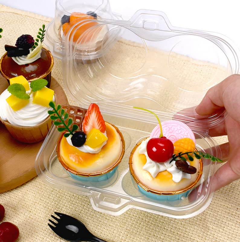 XIZHI 25Pcs Clear Cupcake Boxes with 2 Compartment,Plastic Stackable Cupcake Carrier Holder Box - BPA-Free,Durable,Keep Your Cupcakes or Muffins Delicious