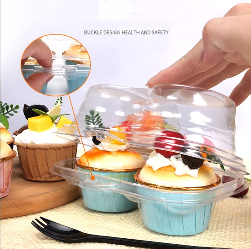 XIZHI 25Pcs Clear Cupcake Boxes with 2 Compartment,Plastic Stackable Cupcake Carrier Holder Box - BPA-Free,Durable,Keep Your Cupcakes or Muffins Delicious