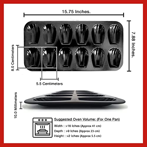 MASSNER Madeleine Pan with Silicone Spatula, Non-stick for baking 12 Madeline Cookie Mold Heavy duty Madeline Pans dishwasher safe 1Pack