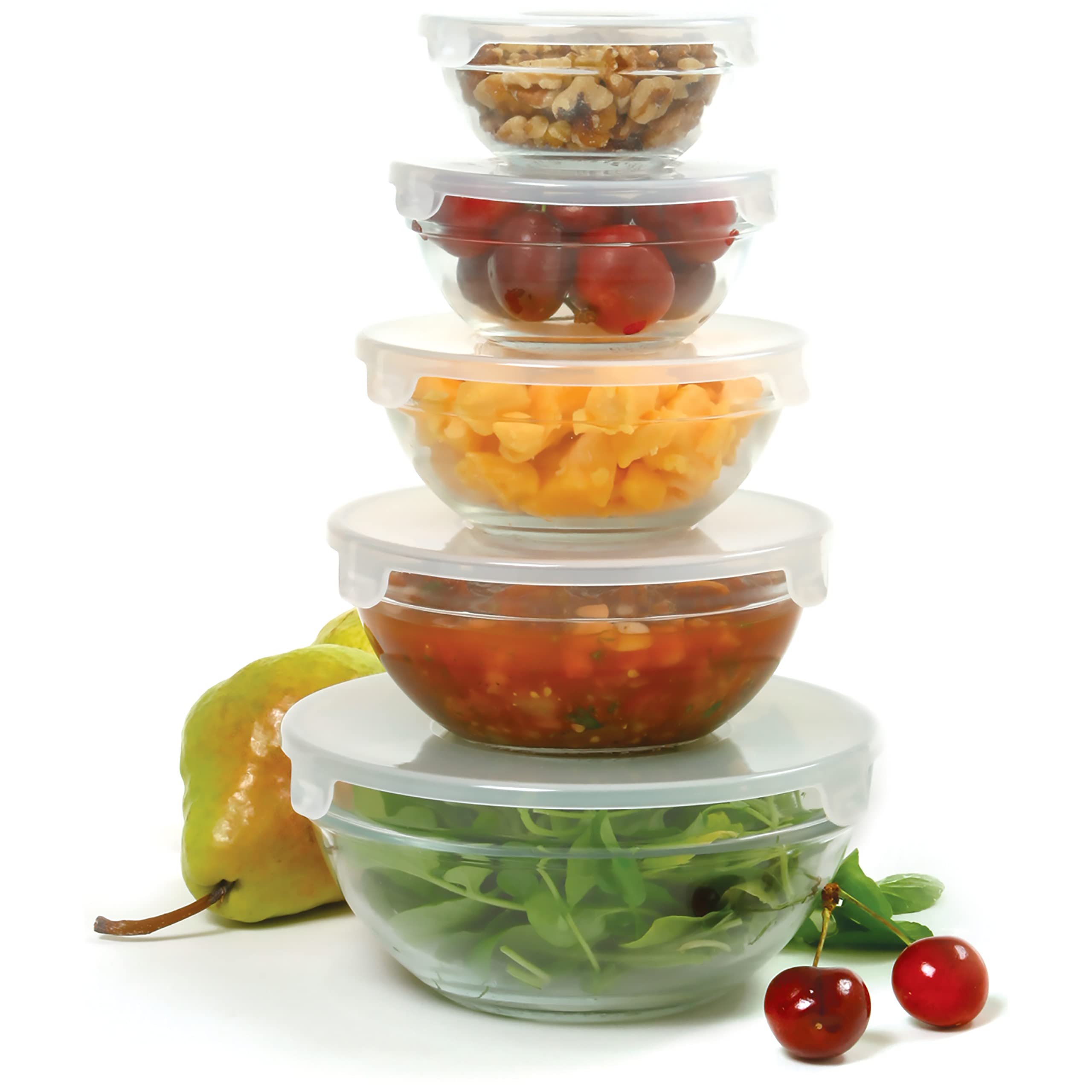 Norpro 10-Piece Nesting Glass Mixing/Storage Bowls with Lids