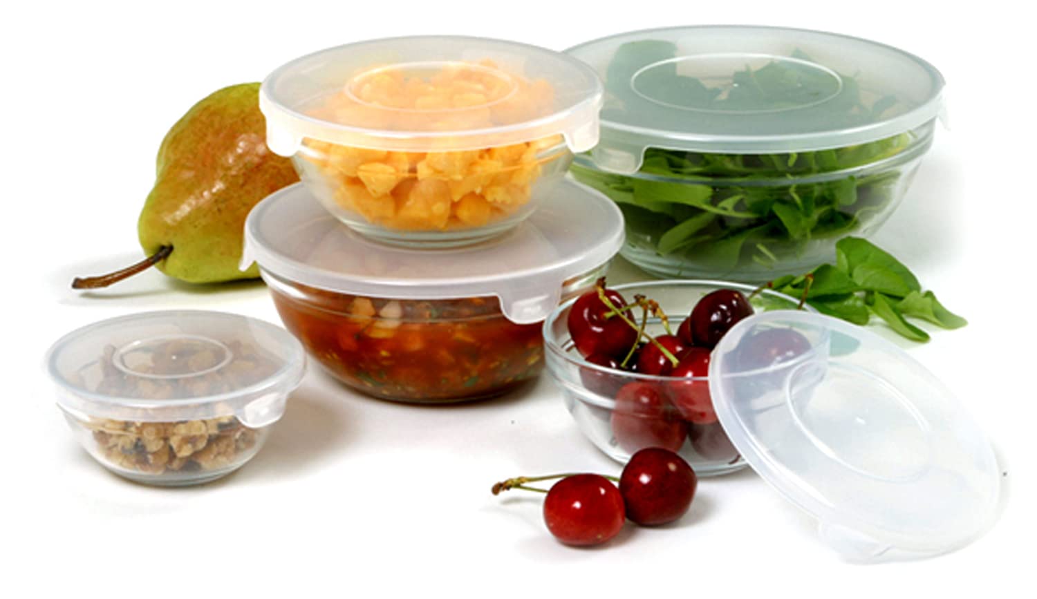 Norpro 10-Piece Nesting Glass Mixing/Storage Bowls with Lids