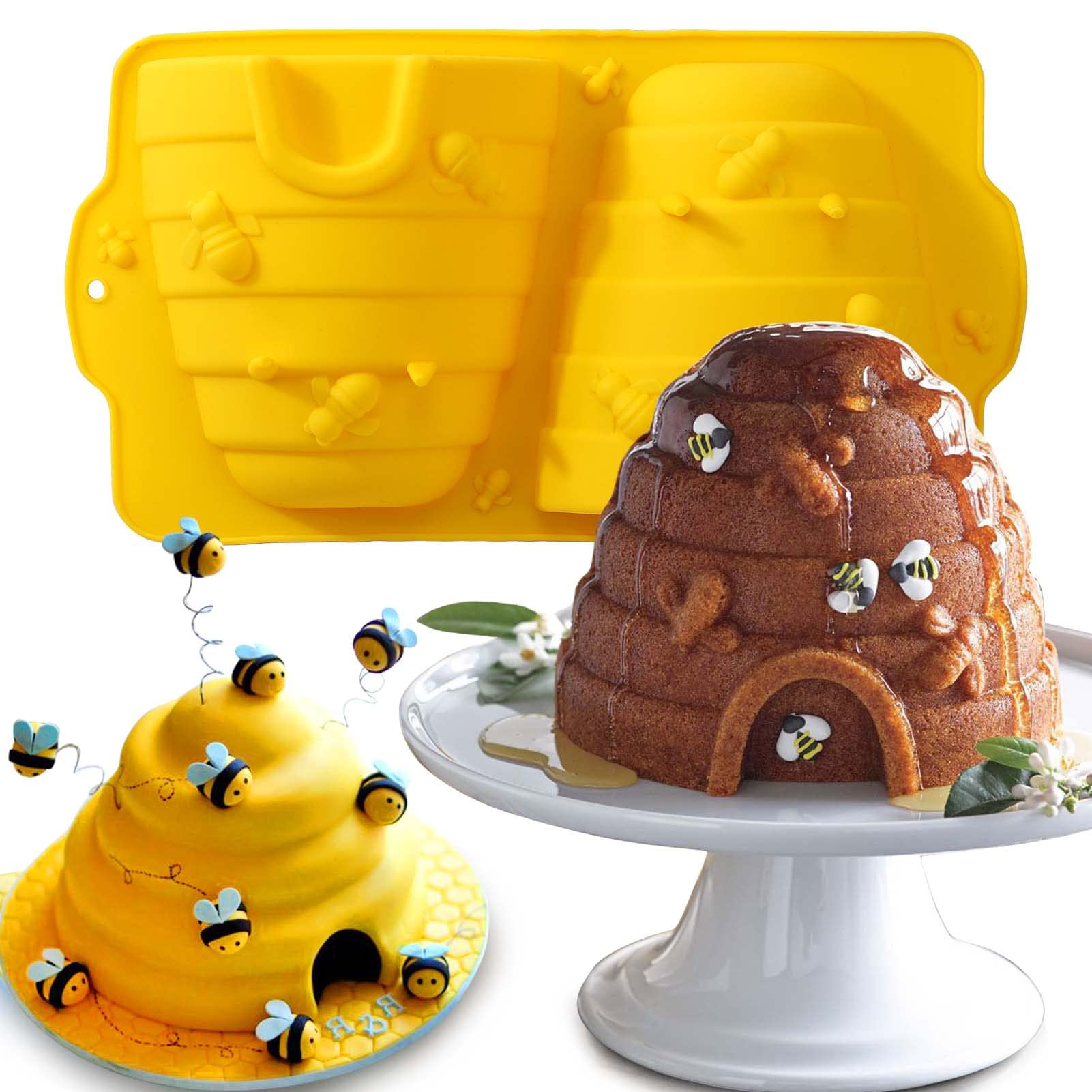 Vodolo Large Beehive silicone cake mold/Bee hive Cake Pan, Nonstick Bakeware for What Will It Bee Baby Shower Gender Reveal Party Decorations