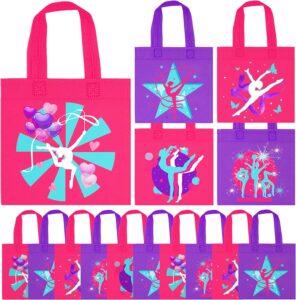banballon 20 packs gymnastic party favor bags birthday non-woven bags reusable gymnastic goodie gift treat candy bags for baby shower gymnastic birthday party decorations