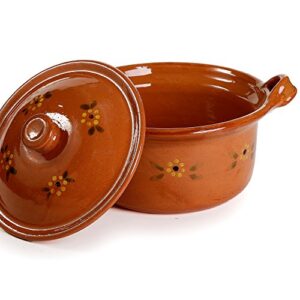 Ancient Cookware, Mexican Clay Lidded Cazuela Pot, Medium, Terracotta, 3.5 Quarts