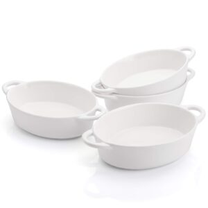 foraineam 4 pack 20 ounce porcelain ramekins with double handles oval creme brulee souffle baking dishes