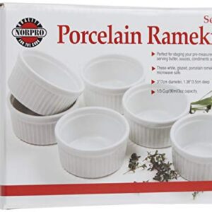 Norpro 3oz/90ml Porcelain Ramekins, Set of 6, One Size, White