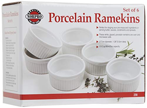 Norpro 3oz/90ml Porcelain Ramekins, Set of 6, One Size, White