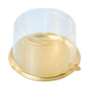 30 sets cake box - 5-1/4 inch in diameter x 3-1/4 inch in height clear plastic dome carrier - single cake container - single room cupcake carrier box (gold)