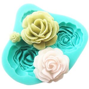 Pard 4 Size Roses Flower Silicone Cake Mold Chocolate Sugarcraft Decorating Fondant Tool, Blue