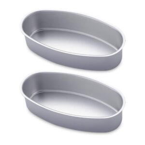 beyonday 2pcs oval cheesecake pans-8.74x4.4x2.16inch, aluminum alloy baking bread mold for meatloaf hotdog sandwich, toast loaf pans cake mold for birthday party wedding anniversary
