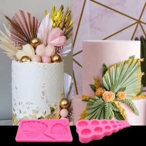 Fan Leaf Silicone Mold, 3D Pearl Fondant Mold and Palm Leaf Cake Mold for Cake Decorating, Semi Sphere 3D Chocolate Molds Leaf Shape Fondant Molds for Cookies Sugar Pudding Candies Dessert Decor