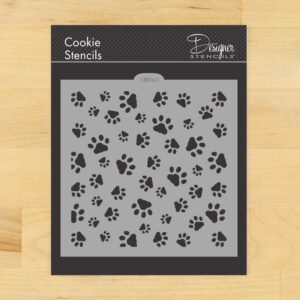 mini dog paws allover cookie and craft stencil by designer stencils