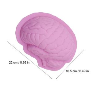 Jafirous Silicone Brain Shape Mold, Silicone Diy Brain Mold Brain Cake Mold Silicone Mold for Brain for Ice Cubes, Puddings, Chocolates and Cakes (Pink)