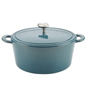 ayesha curry cast iron enamel casserole dish/ casserole pan / dutch oven with lid - 6 quart, twilight teal