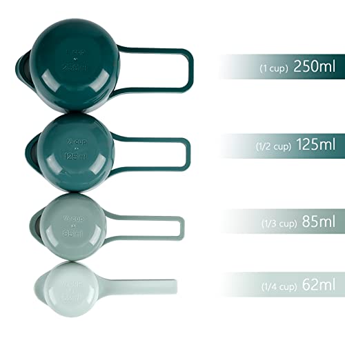 BoxedHome 8 Pack Classic Nesting Mixing Bowl Set with 4 Measuring Cups, Mixing Bowls with Pour Spouts and Handles(Green)