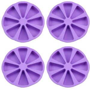 cedilis 4 pack cornbread molds for baking, pizza cake mold, silicone scone pan, 8 cavity baking molds, triangle cake slice mold, diy soap mold, purple