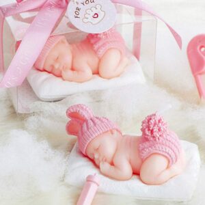 2Pcs 3D Sleeping Baby Silicone Chocolate Candy Fondant Mold Handmade Soap Candle Mold Baby Shower Party 1st Birthday Party Cake Topper Decoration Tools