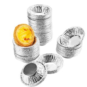 250Pcs Aluminum Foil Tart Pan Egg Tart Pan Freezer & Oven Safe Disposable Round Egg Tart Tin Foil Pans for Baking Supplies