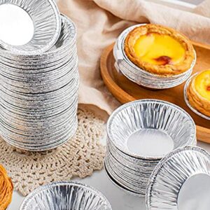 250Pcs Aluminum Foil Tart Pan Egg Tart Pan Freezer & Oven Safe Disposable Round Egg Tart Tin Foil Pans for Baking Supplies