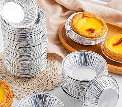 250Pcs Aluminum Foil Tart Pan Egg Tart Pan Freezer & Oven Safe Disposable Round Egg Tart Tin Foil Pans for Baking Supplies