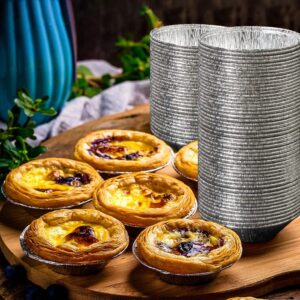 250Pcs Aluminum Foil Tart Pan Egg Tart Pan Freezer & Oven Safe Disposable Round Egg Tart Tin Foil Pans for Baking Supplies