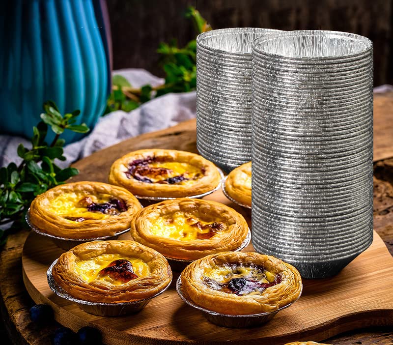 250Pcs Aluminum Foil Tart Pan Egg Tart Pan Freezer & Oven Safe Disposable Round Egg Tart Tin Foil Pans for Baking Supplies