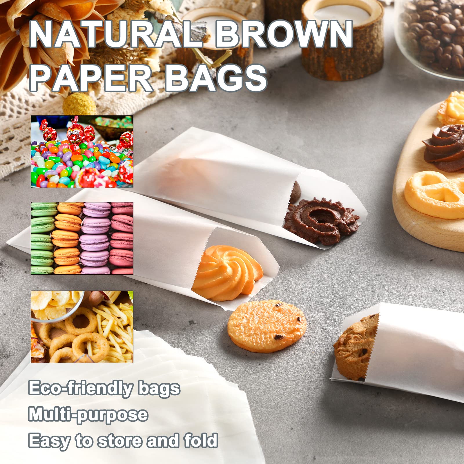600 Pieces Flat Glassine Waxed Paper Treat Bags Semi Transparent Cookies Bags Sleeves for Bakery Cookies Candies Dessert Party Favor (3 x 5 Inch)