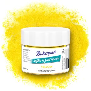 bakerpan pearl luster dust edible, yellow luster dust, 4 grams edible glitter for cake decorating, cookies, chocolates and candies, luster dust edible for drinks