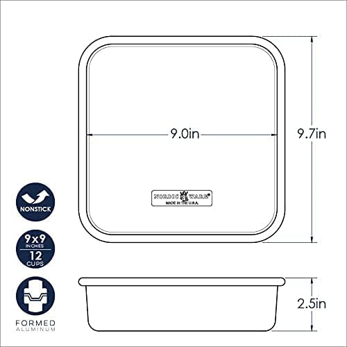 Nordic Ware Naturals Aluminum NonStick 9x9-Inches Square Cake Pan