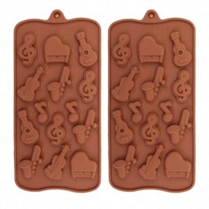 2pcs musical instrument silicone chocolate mold music note bass guitar piano saxophone shape candy mini soap crayon melt mould ice cube trays