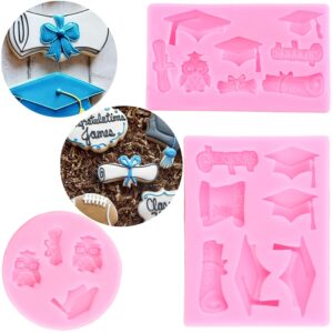 ZiXiang Graduation Silicone Mold Doctoral Cap Silicone Molds Diploma Scroll Graduate Fondant Mold Certificate Candy Molds Doctoral Hat Chocolate Mold For Cupcake Cake Decoration Set Of 3