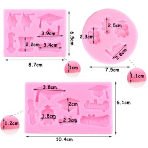 ZiXiang Graduation Silicone Mold Doctoral Cap Silicone Molds Diploma Scroll Graduate Fondant Mold Certificate Candy Molds Doctoral Hat Chocolate Mold For Cupcake Cake Decoration Set Of 3