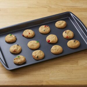 Nifty Cookie & Baking Sheets (Set of 3) – Non-Stick Coated Steel, Dishwasher Safe, Oven Safe up to 450 Degrees, includes Large/Med/Small Pans