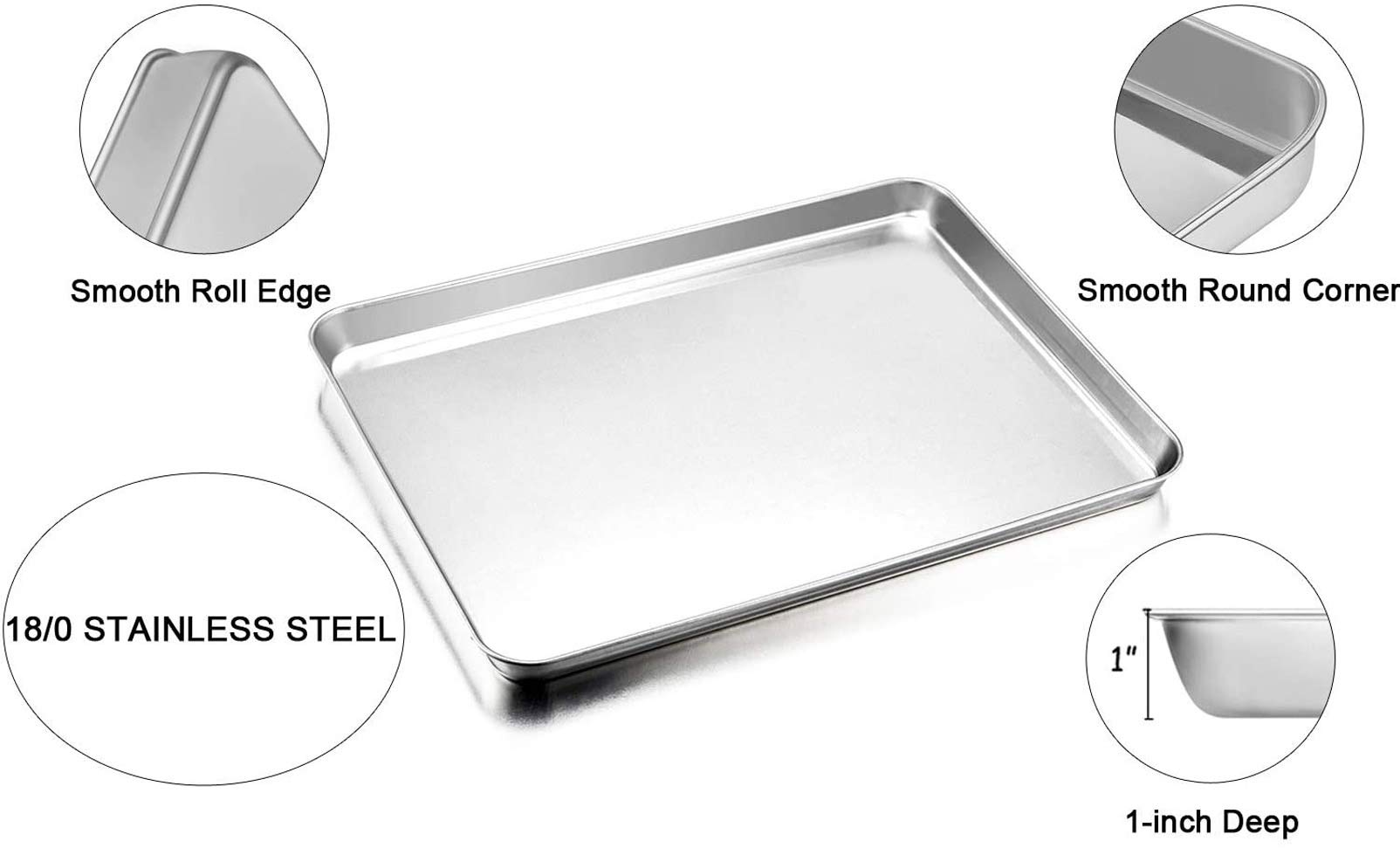 TeamFar Baking Sheet with Rack Set, Stainless Steel Cookie Sheet Baking Pans with Cooling Rack, Non Toxic & Healthy, Rust Free & Heavy Duty, Mirror Finish & Easy Clean, Dishwasher Safe - 6 Pieces