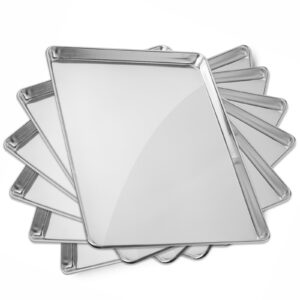 gridmann 18" x 26" commercial grade aluminum cookie sheet baking tray pan full sheet - 6 pans