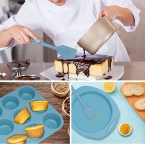 Economical 7in1 Nonstick Silicone Baking Cake Pan Cookie Sheet Molds Tray Set for Oven, BPA Free Heat Resistant Bakeware Suppliers Tools Kit for Muffin Loaf Bread Pizza Cheesecake Cupcake Pie Utensil