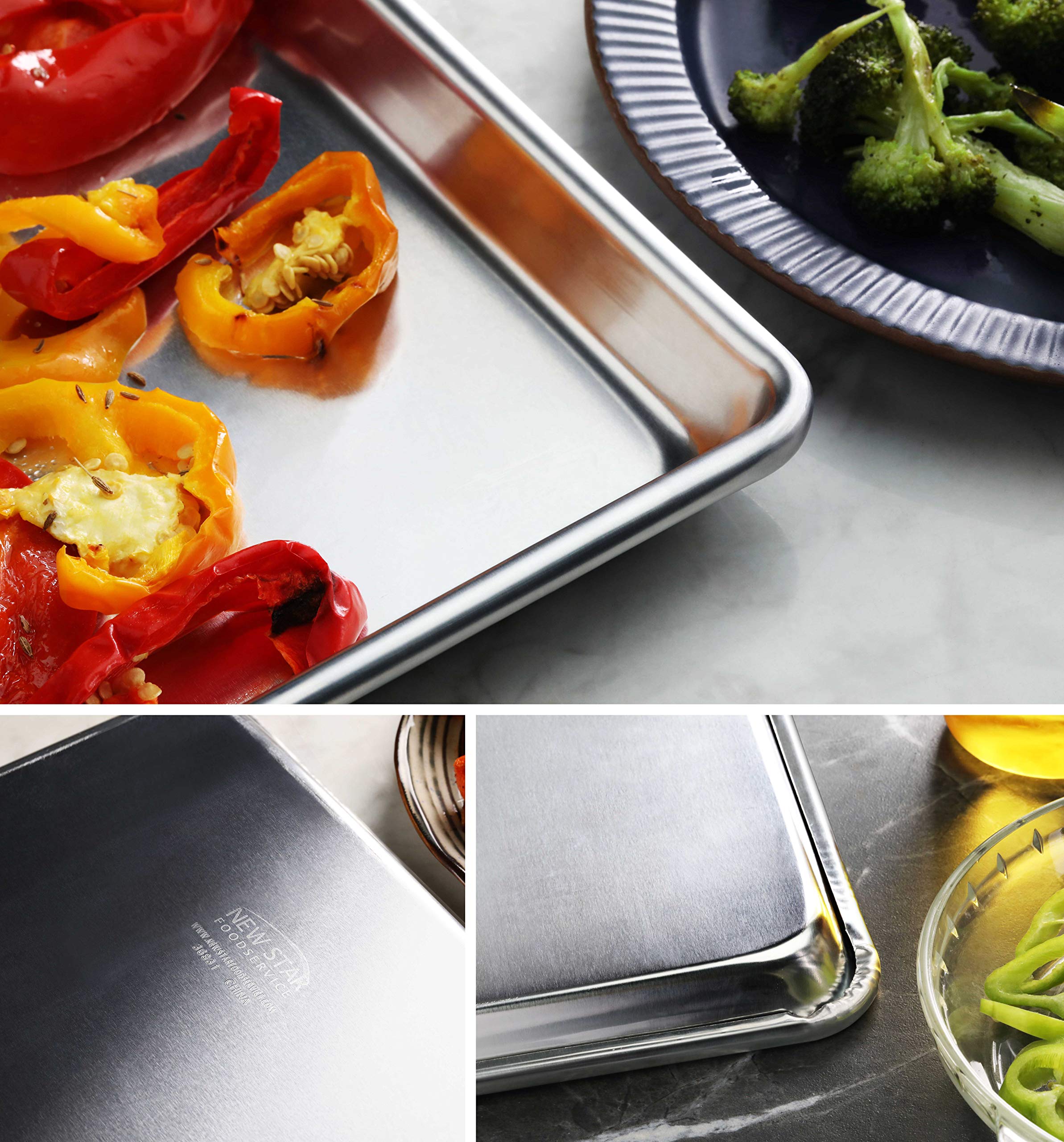 New Star Foodservice | Commercial-Grade Bun/Sheet Pan 18-Guage (9 x 13 x 1 inch (Quarter Size))