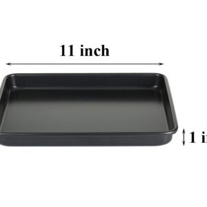 11 Inch Baking Sheets Pan Nonstick Set of 2, Walooza 1-inch Deep Baking Trays, 11X9 Inch Cookie Sheet Replacement Toaster Oven Tray, Non Toxic & Heavy Duty & Easy Clean