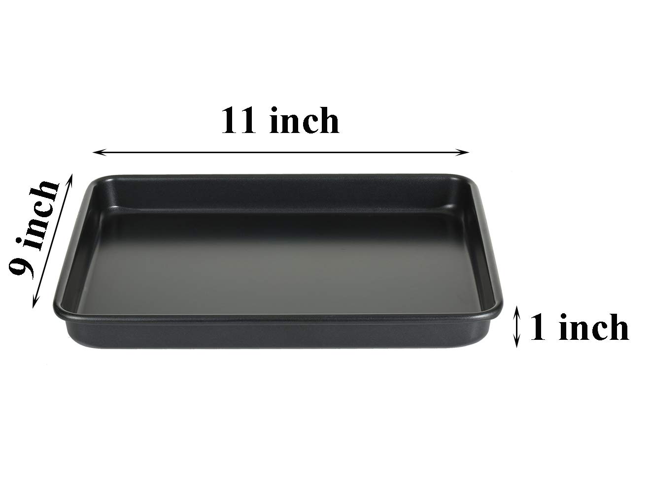 11 Inch Baking Sheets Pan Nonstick Set of 2, Walooza 1-inch Deep Baking Trays, 11X9 Inch Cookie Sheet Replacement Toaster Oven Tray, Non Toxic & Heavy Duty & Easy Clean