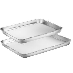 zacfton cookie sheets for baking set of 2, baking sheets stainless steel baking pan, 12 inch &10 inch baking trays, dishwasher safe & mirror finish & rust free