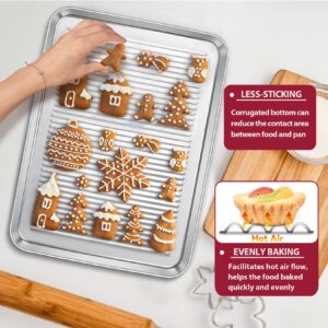 Large Baking Sheet Pan Set of 2 for Oven, P&P CHEF Stainless Steel Cookie Sheets Trays Bakeware, Rectangle 16 x 12 x 1 Inch, Corrugated Bottom & Mirror Finished Surface, Dishwasher Safe